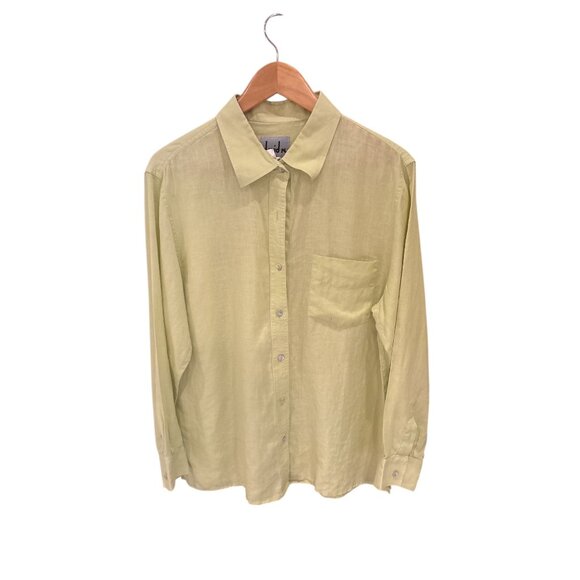 David N. Women’s Lime Green Linen Button-Up Shirt XL - Picture 1 of 8